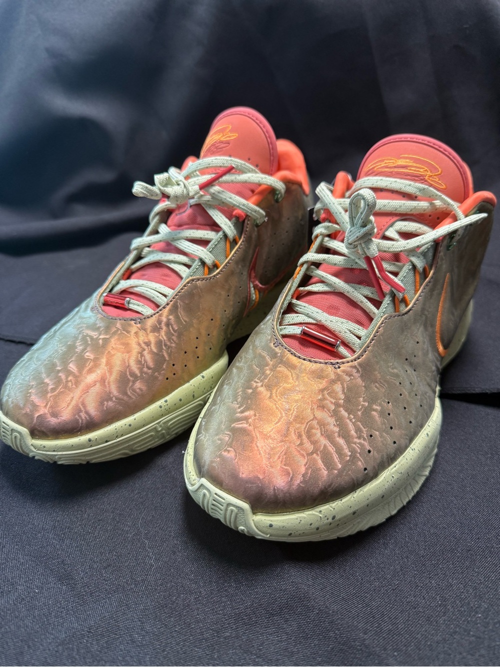 Nike Iridescent Coral-Orange Basketball Sneakers